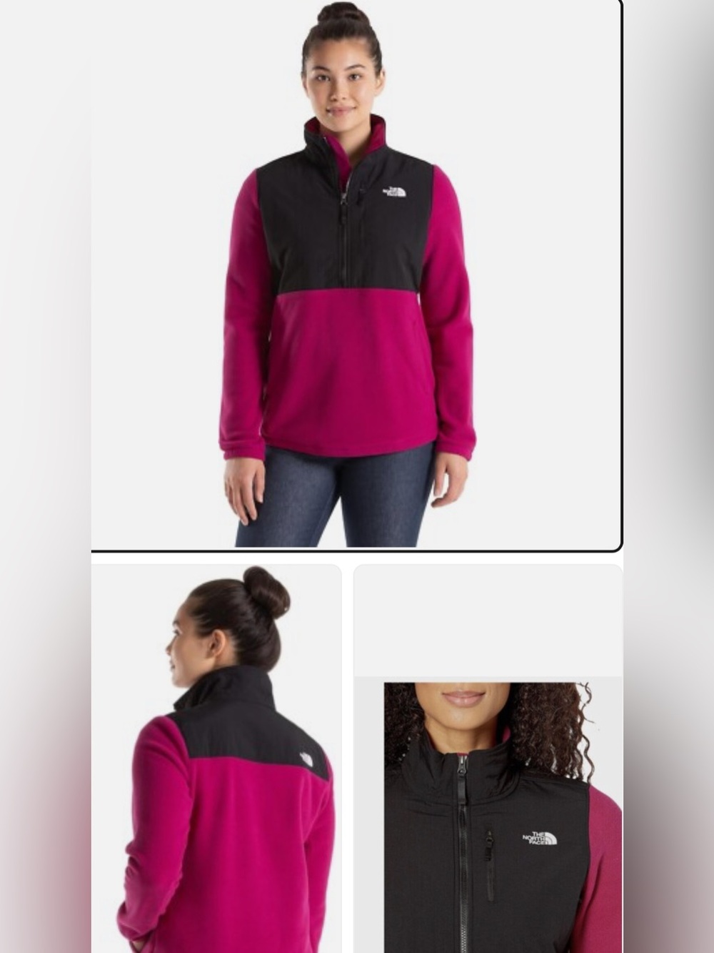 The North Face Candescent Women XL Pink Black Quarter Zip Jacket Fleece Outdoor